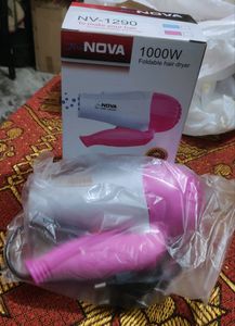 Nova NV-1290 1000W Hair Dryer/Blower (1000w, Pink), Foldable, Brand New, Box packed