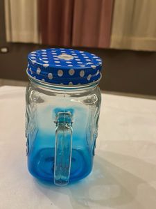 Retro Blue Mason Jar Mug with Lid