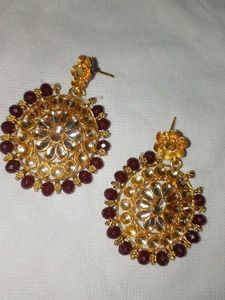 Maroon Beaded Necklace &amp; Earring Set
