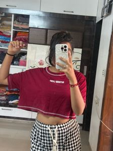 Burgundy Cropped T-Shirt