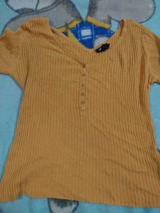Mustard Ribbed Knit Top