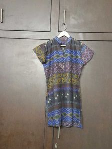 Vintage Print Mini Kurta