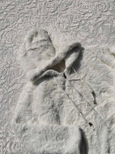 Fuzzy White Hooded Jacket
