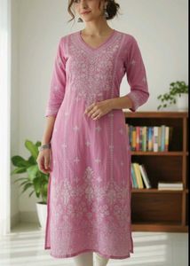 Pink Embroidered Kurta