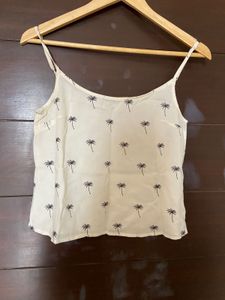 H&M Women’s Off White Printed  Strapy Top (S)