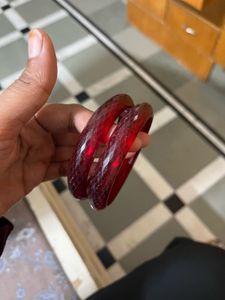 plastic Red Bangles - Set of 2