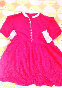 🤍White Patilya  Salwar With Red Frock Kurti❤️