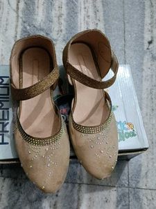 Girls' Embellished Gold Flats