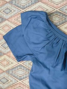 Blue Ruffle One-Shoulder Top