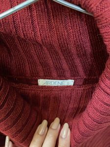 Burgundy Knit Midi Sweater Dress