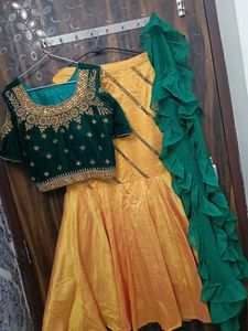 Embroidered Green Velvet Blouse