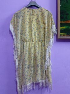 Stunning Yellow Kaftan Dress W Flower Print 4Girls