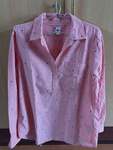 Pink Striped Blouse with Graphic Detail
