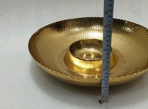 Snack And Dip Metal Server With Gold Finish