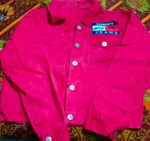 Tommy Jeans Red Button-Down Jacket