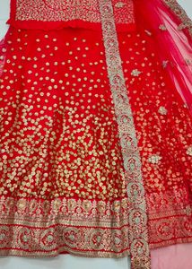 Red Heavy Embroidery Sequence Work Lehenga Choli.
