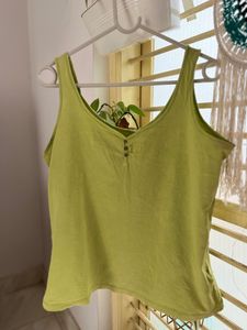 Green Tank Top with Button Detail