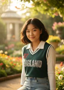 Green England Print Vest Top