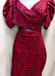 Chic Maroon Print Dress