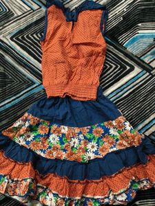 Cute Orange &amp; Blue Kids Dress