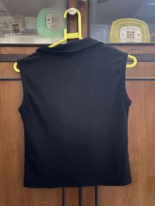 Sleeveless Polo Top Combo - Red and Black