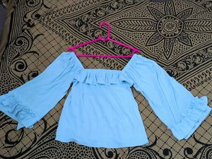 Off Shoulder Blue Top