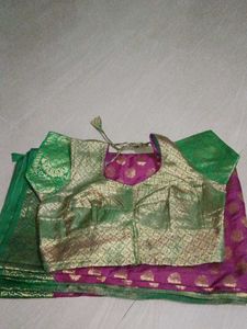Green 💚 &amp; Purple 💜 Silk Saree