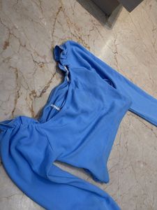 Chic Blue Ruched Top
