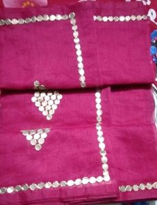 Dark Pink Saree Embellished Fabric