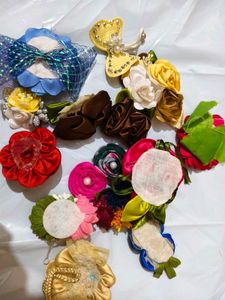 Mix Colour Fabric Flowers 16 pcs