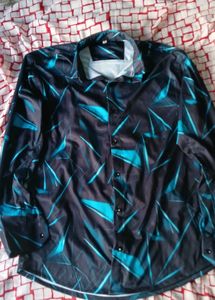 ✨Premium Black&amp;Teal Printed Shirt–Modern &amp; Stylish