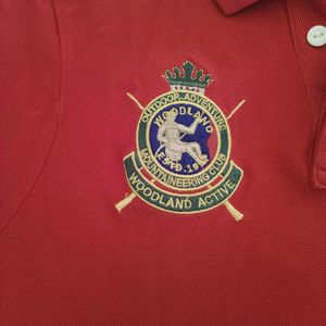 Woodland Red Polo T-Shirt with embroidery detail