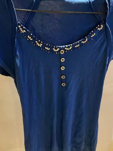 Blue Beaded Detail Top