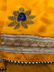 Partywear Yellow Floral Saree