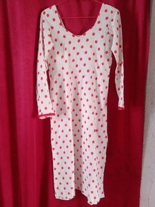 Super Soft White in Red Dot Kurti