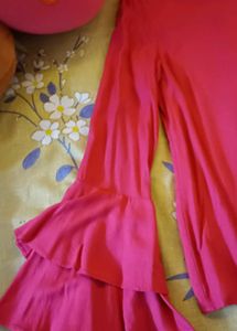 Rose Pink Bell Sleeve Top