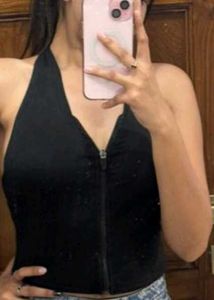 Black Sleeveless halter neck Top