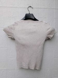New with tag Pinterest Ribbed Button-Up Crop Top