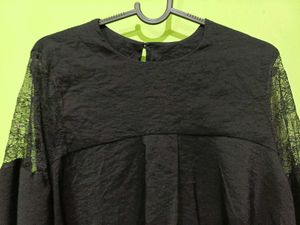 Elegant Black Lace Sleeve Top