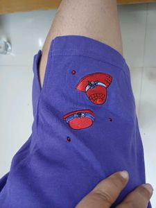 Purple Capri Pants with Detail