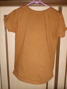 Active Women's Orange Printed Round Neck Pure Cotton T-shirt