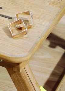 Gold Toned Layered Geometric Square Studio Earings