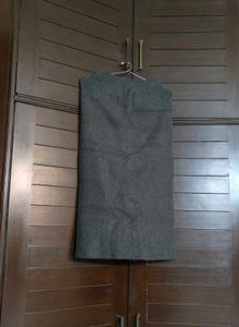 Women Grey Knitted Pencil Winter Skirt