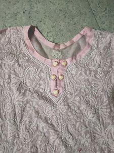 Pink Embroidered Lakhnavi Kurta