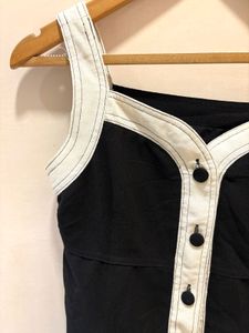 Black &amp; White Contrast Stitch Dress