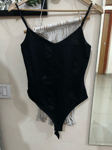 Black Embellished Bodysuit