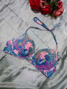 Victoria's Secret Floral Bikini Top With Diamonds