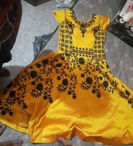 Yellow Floral Embroidered Dress