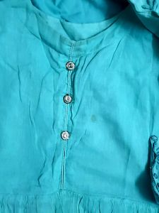 Soft Cyan Frock With Overcoat