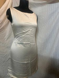 Cream Satin Mini Dress